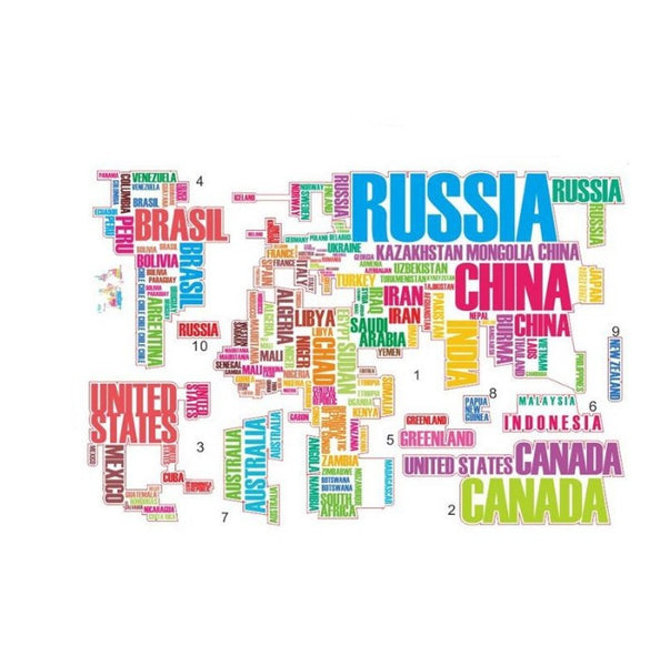 Large World Map Wall Stickers